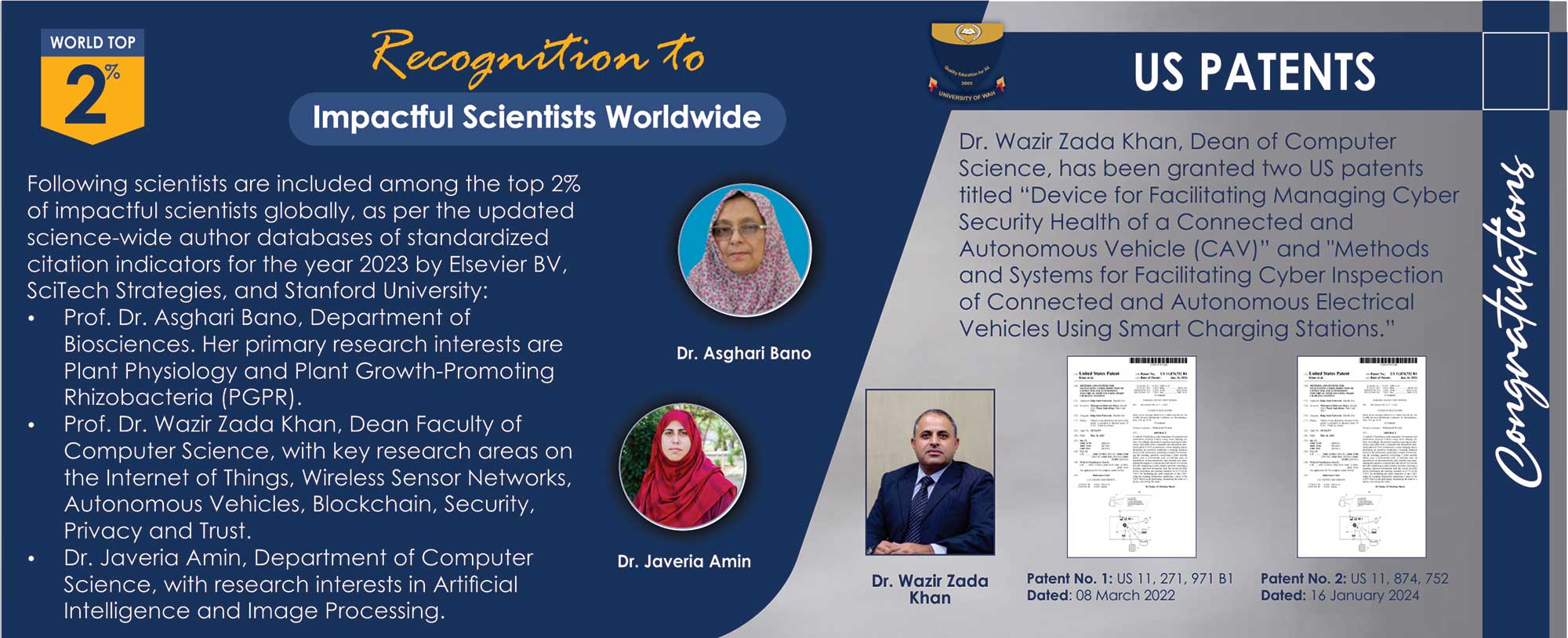 Asghri Bano Award/Dr. Wazir Zada Khan/Dr. Javeria Amin